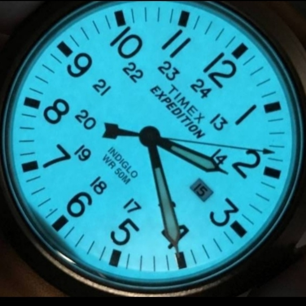 Timex Men's Expedition Scout  watch Date,Yellow Leather Strap, Indiglo TW4B23000 - Picture 3 of 7